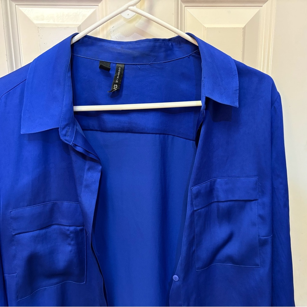 Mango women’s Vibrant Blue Shirt Jacket